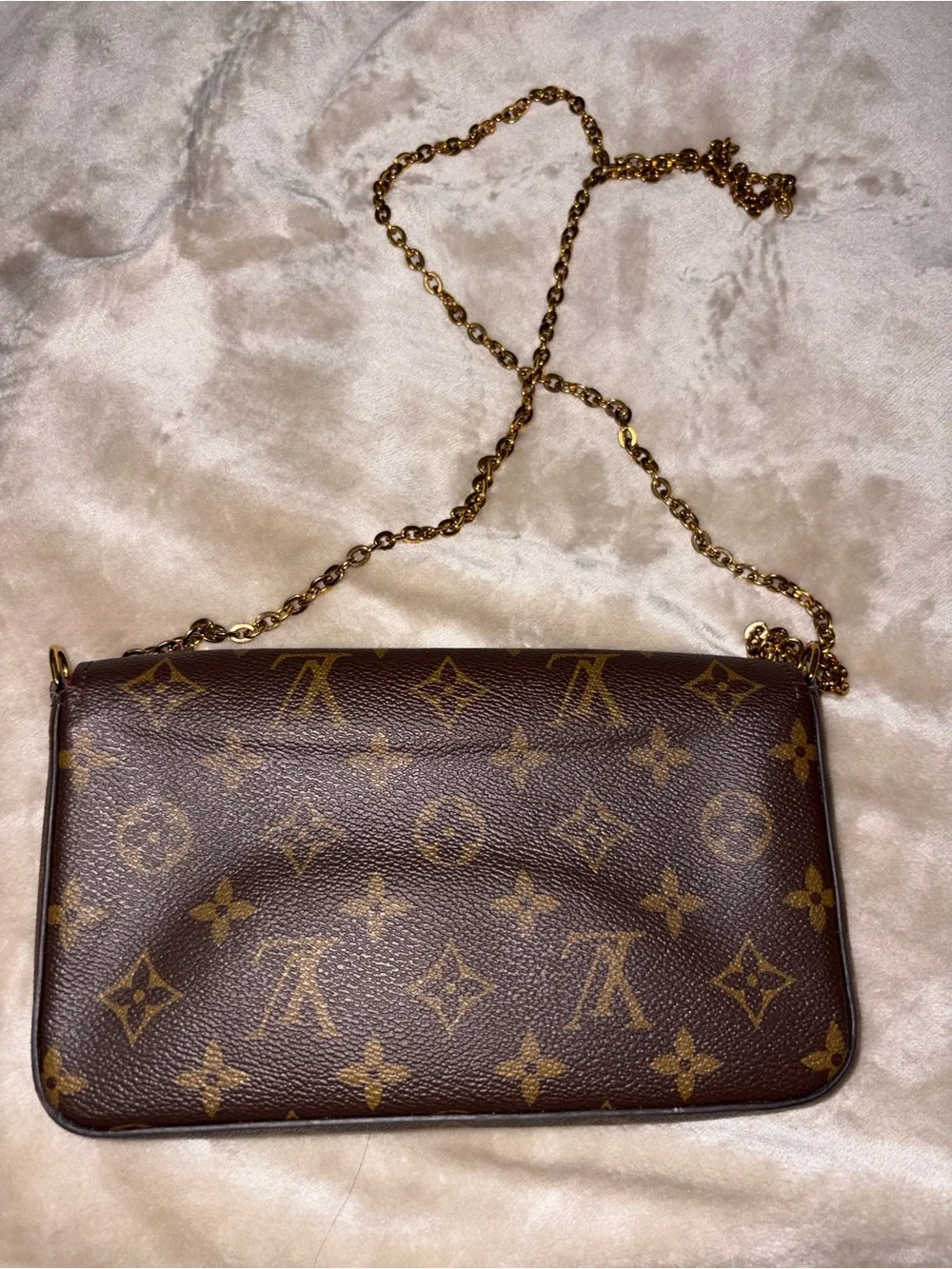 Louis Vuitton Monogram Canvas Envelope Crossbody in Brown and Gold